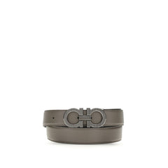 Ferragamo Gray Calf Leather Bos Taurus Belt