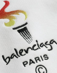 Balenciaga White Cotton Hooded Pullover OVERSIZE Sweater