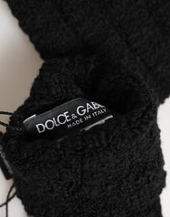 Dolce & Gabbana Black Virgin Wool Knitted Fingerless Men Gloves