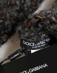 Dolce & Gabbana Gray Virgin Wool Knitted Fingerless Men Gloves