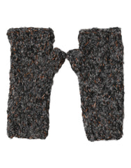 Dolce & Gabbana Gray Virgin Wool Knitted Fingerless Men Gloves