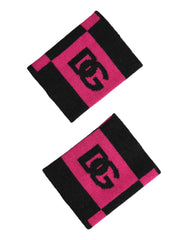 Dolce & Gabbana Black Pink DG Logo Cashmere 1 Pair Wristband