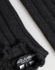 Dolce & Gabbana Black Virgin Wool Knitted Fingerless Gloves