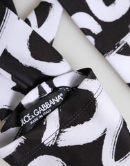 Dolce & Gabbana Black White DG Logo Elbow Length Mitten Gloves