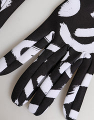 Dolce & Gabbana Black White DG Logo Elbow Length Mitten Gloves