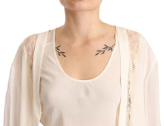 Twinset Off White Tank Lace Trim Cardigan Women Blouse Tops