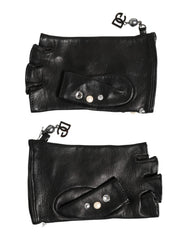 Dolce & Gabbana Blue Logo Fingerless Wrist Length Mitten Gloves