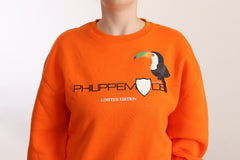 Philippe Model Orange Printed Long Sleeves Pullover Sweater