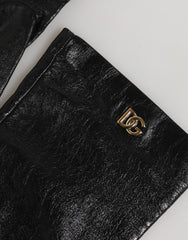 Dolce & Gabbana Black Polyester Elbow Length Mitten Gloves