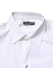 Dolce & Gabbana White Cotton Collared Long Sleeve Men Dress Shirt