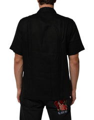 Carhartt Wip Black Linen Collared Short Sleeve Polo Shirt