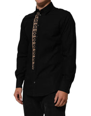 Dolce & Gabbana Black DG Cotton Collared MARTINI Dress Shirt