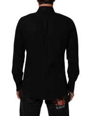 Dolce & Gabbana Black DG Cotton Collared MARTINI Dress Shirt