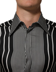 Dolce & Gabbana Black White Stripes Men MARTINI Dress Shirt