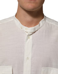 Dolce & Gabbana White Cotton Floral Print Button Down Shirt