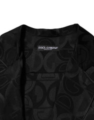 Dolce & Gabbana Black DG Logo Silk Men Long Sleeves Shirt