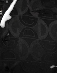 Dolce & Gabbana Black DG Logo Silk Men Long Sleeves Shirt