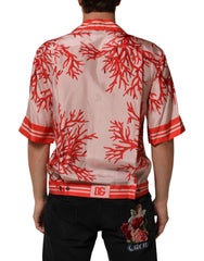 Dolce & Gabbana Shirt Red Corals Short Sleeves Button Down