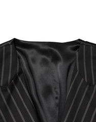 Dolce & Gabbana Black Stripes Wool Dress Men Waistcoat Vest