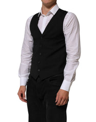 Dolce & Gabbana Black Polyester Dress Formal Waistcoat Vest