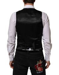 Dolce & Gabbana Black Polyester Dress Formal Waistcoat Vest