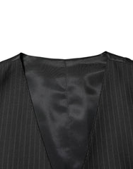 Dolce & Gabbana Black Wool Men Dress Formal Waistcoat Vest