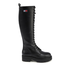Tommy Hilfiger Black Leather Lace-Up Boots