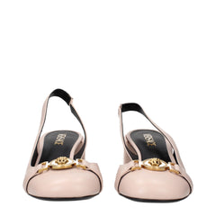 Versace Pink Leather Mid Heel Pumps