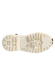 Dolce & Gabbana White Leather Rubber Logo Ankle Boots Shoes