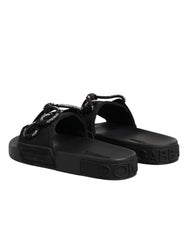 Dolce & Gabbana Black logo print Slides Beachwear Shoes