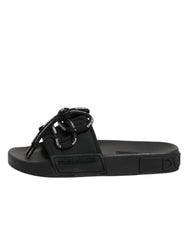 Dolce & Gabbana Black logo print Slides Beachwear Shoes