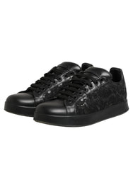 Dolce & Gabbana Black Floral Lace Low Top Sneaker Shoes