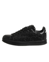 Dolce & Gabbana Black Floral Lace Low Top Sneaker Shoes