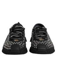 Dolce & Gabbana Shoes Black Embellished Low Top NS1 Sneakers Shoes