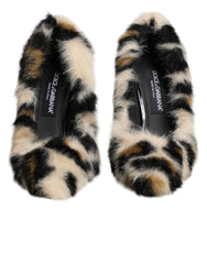 Dolce & Gabbana Brown Fur Leopard High Heels Pumps Shoes