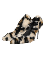 Dolce & Gabbana Brown Fur Leopard High Heels Pumps Shoes