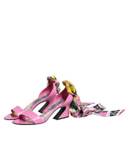 Dolce & Gabbana Pink Leather High Heels Sandals Shoes