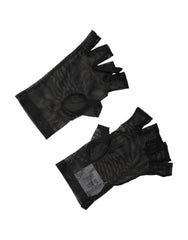 Dolce & Gabbana Black Nylon Wrist Length Fingerless Mitten Gloves