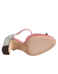 Dolce & Gabbana Pink Sequined Ankle Strap Sandals Shoes