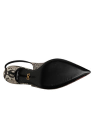 Dolce & Gabbana Multicolor Leather Heels Slingback  Shoes