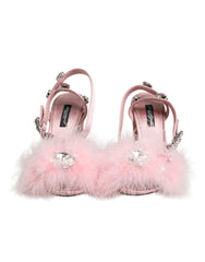 Dolce & Gabbana Pink Sequined Ankle Strap Sandals Shoes