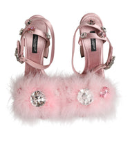 Dolce & Gabbana Pink Sequined Ankle Strap Sandals Shoes