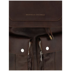 Brunello Cucinelli Brown Calf Leather Bos Taurus Backpack