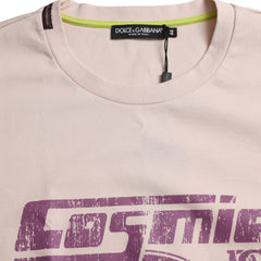 Dolce & Gabbana Beige Cosmic Love Cotton Crew Neck T-shirt