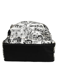 Dolce & Gabbana Black White Graffiti Print School Backpack Men Borse Bag