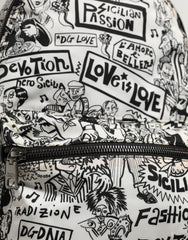 Dolce & Gabbana Black White Graffiti Print School Backpack Men Borse Bag
