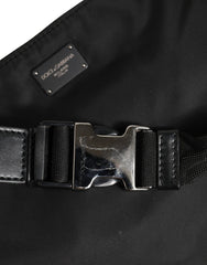 Dolce & Gabbana Black Logo Tape Print Waist Fanny Pack Men's Borse Bag