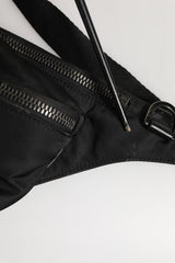 Dolce & Gabbana Black Logo Tape Print Waist Fanny Pack Men's Borse Bag