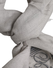 Dolce & Gabbana Gray Cashmere Knit Fringes Neck Foulard 67cm x200cm Foulard Scarf