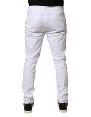 AGLINI White Skinny Fit Mid Waist Men Chino Trouser Pants